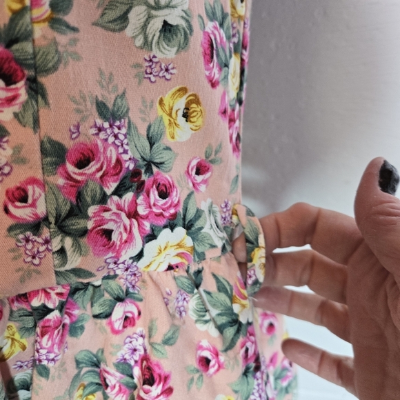 Lindy Bop Pink Floral Sleeveless Pinup Retro Cottagecore Coquette Dress Vlv - Picture 4 of 6